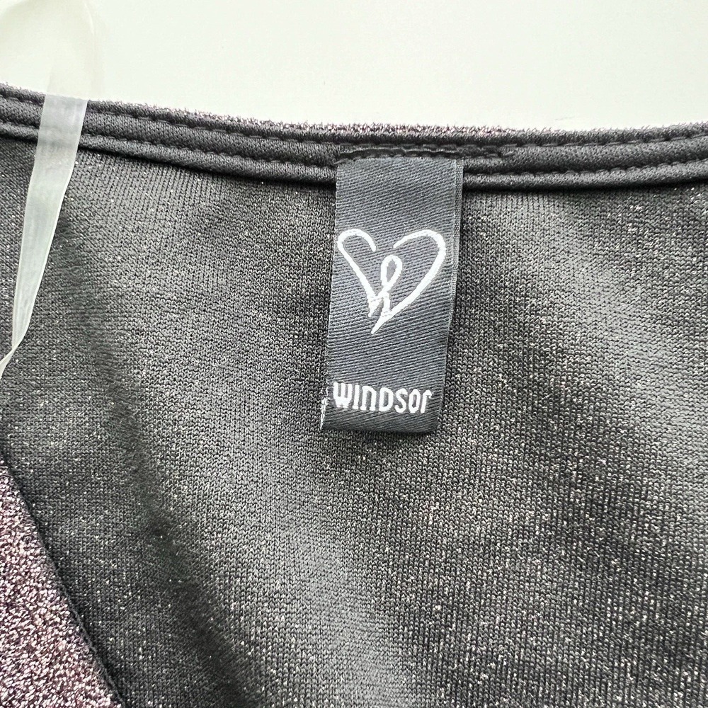 Windsor Shimmer Bodycon Mini Dress Sz S Plunge neckline wrap skirt cocktail - Picture 12 of 13